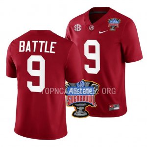 Men's Alabama Crimson Tide #9 Jordan Battle 2022 Sugar Bowl Crimson NCAA College Football Jersey 2403ZWAH5